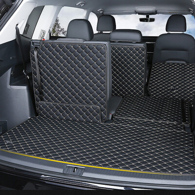 

Huashi Volkswagen Tourway trunk mat Volkswagen Tourang 7 seat dedicated full leather tail box pad way Ang car trunk mat conversion Tourang accessories black rice noodle five-piece