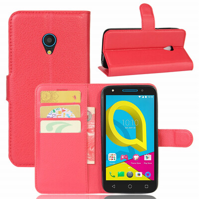 

GANGXUN Alcatel U5 Case High Quality PU Leather Flip Cover Kickstand Anti-shock Wallet Case for Alcatel U5