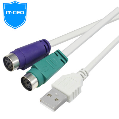 

IT-CEO V7PS3 USB to PS / 2 Converter One-to-two-way cable / cable support PS / 2 round head connector Keyboard / Scanner Gray