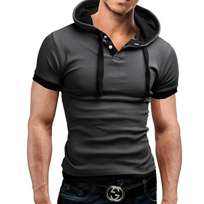 

Men'S T Shirt 2017 Summer Fashion Hooded Sling Short-Sleeved Tees Male T-Shirt Slim Male Tops 4XL