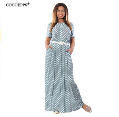 

COCOEPPS Summer Polka Dot Women Maxi Dress 2017 Plus Size Elegant Sashes Female Long Dresses Large Size Ladies Big Size Vestidos