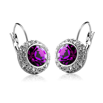 

Yoursfs® 18K White Gold Plated Big Crystal Earrings Use Dark Blue Austrian Crystal Fashion Jewelry