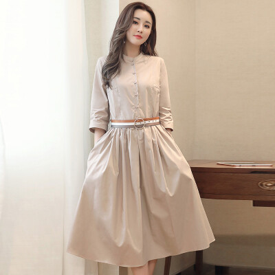 

Yutang morning large long-sleeved dress 2017 autumn new pleated long skirt women&39s clothing S73R0075LA192L shallow card of its