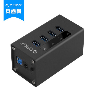 

ORICO (ORICO) A3H4 четыре алюминия скорости расширения USB 3.0 концентратор HUB задерживается четыре черных с делителем мощности