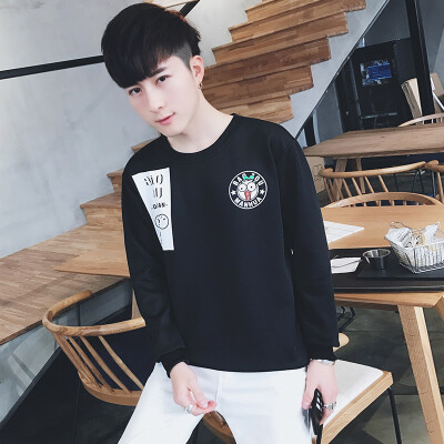 

Law Kun Men's sweater fashion casual printing round neck collar sweater men A102-DJ684 black