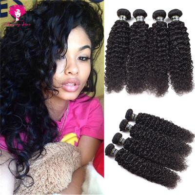 

7A Brazilian Virgin Hair 4 Bundles Kinky Curly Hair Pretty Jerry Curly Bundles Fast Shipping Excellent Texture