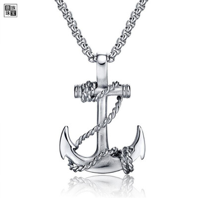 

Italian ship anchor cross titanium steel man necklace personality gift