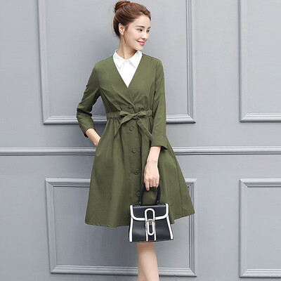 

Fort Sheng 2017 women&39s autumn fashion long-sleeved waist suit set skirt autumn Slim temperament elegant shirt chiffon dress WWYG8659 navy blue XXL