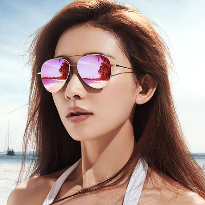 

Helen Keller sunglasses new color film pilot sunglasses large frame polarized sunglasses female models H8618HD11 silver frame dream mercury coated lenses