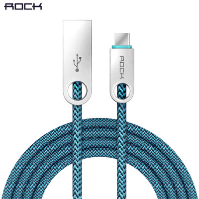 

Rocket ROCK Type-C data cable mobile phone zinc alloy charging cable for music millet 4C 5 Huawei P9 glory V8 Meizu PRO5 a plus 2 1 m peacock blue