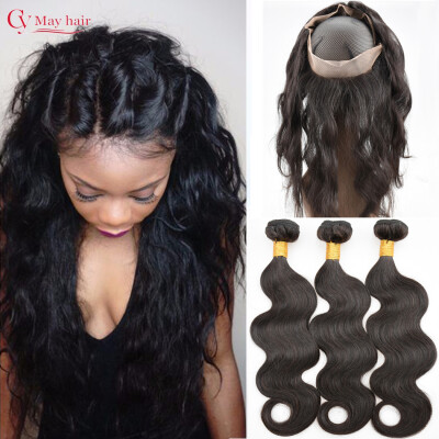 

Pre Plucked 360 Lace Frontal With Bundle 7A Peruvian Body Wave 360 Lace Frontal Closure With Bundles With Baby Hair Human Hair