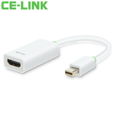 

CE-LINK Mini DP to HDMI Converter Mini DisplayPort to HDMI Adapter Apple MacBook Lightning Interface Connection TV Projector White 1019