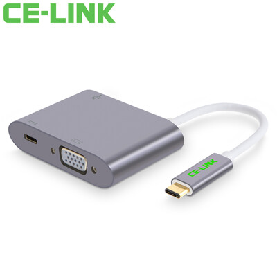 

CE-LINK 1661 Type-C to VGA USB HUB Converter with TV projection 12 &quotMacBook adapter Aluminum alloy USB-C rechargeable space gray