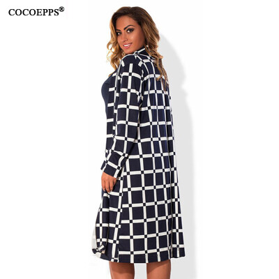 

COCOEPPS L-6XL women Plaid trench coat big size NEW Autumn winter plus size women large size coats overcoat Long sleeve Clothing