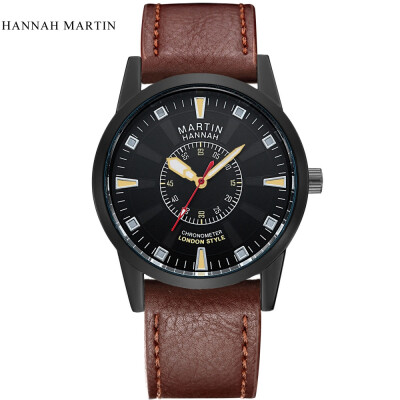 

Luxury Men's Watch Hannah Martin Men Quartz Analog Clock Military Sport Watches Army Leather Wristwatch