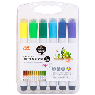 

TRUECOLOR 12 color round bar seal watercolor pen painting pen color pen student children graffiti color pen PP box 2 boxes WM-2104