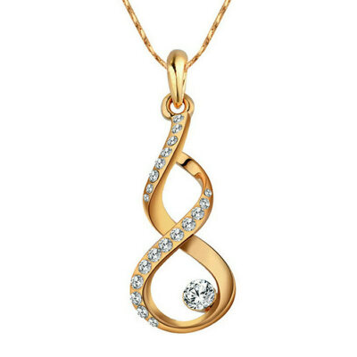 

Yoursfs @ Twisted Bottle Gourd Shape Pendant Промышленный кристалл Имитированный бриллиант 18 K Ожерелье из розового золота для новобрачных для женщин Regal Jewe