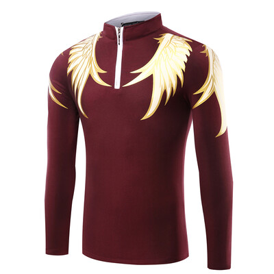 

A man of new cotton casual slim collar long sleeved T-shirt printing