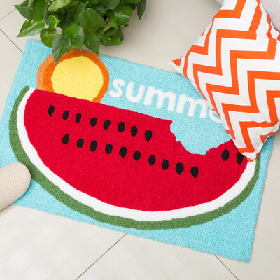

You Li carpet handmade cartoon watermelon knitting dust pad mats wear non-slip absorbent water washable door entrance mat summer watermelon 500MMx800MM