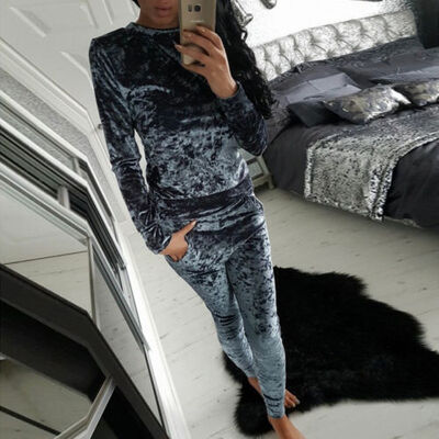 

New winter fashion in Europe and America pleuche tailored trouser suit female tide