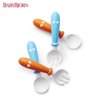 

Sweden BABYBJORN Baby Spoon & Fork Baby Spoon & Fork Set 4pcs Blue Green Orange Without BPA Origin Sweden