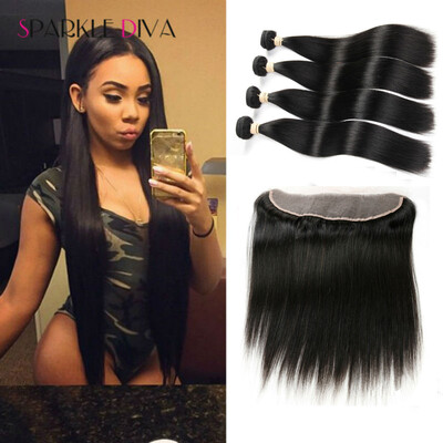 

4 Bundles Straight Hair With Frontal 8A Peruvian Straight Virgin Hair With Closure Human Hair Peruvian Virgin Hair With Closure