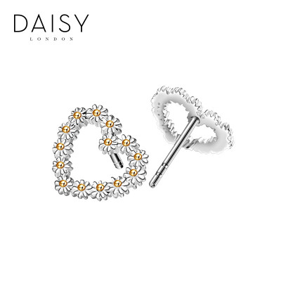 

Британский DAISY LONDON ручной мини ромашка 11мм форме сердца серебряные серьги 925