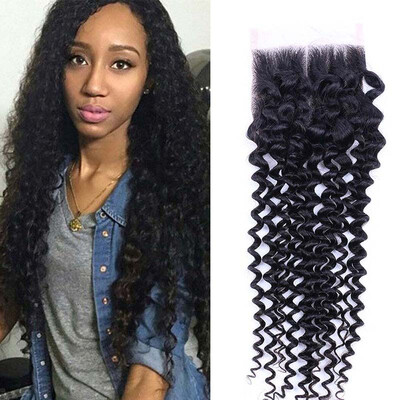 

Noble Queen Hair Peruvian Curly Wave Closure 4x4 Lace Closure Natural Color 8-20 Inch Middle Part Closure Hand Tied Free Shipping