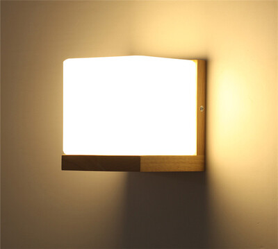 

BOKT Modern Minimalist Bedroom Bedside Lamp Corridor Wall Lamp Wall Porch Lights Home Decor Milky White Square Glass Lampshade