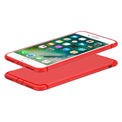

[Shell из четырех комплектов снарядов] ESCASE Apple iPhone8 / 7 отверстие для проверки оболочки корпуса с пылезащитной заглушкой черный / красный + мягкая силиконовая оболочка Apple 8/7 полноэкранная белая закаленная пленка