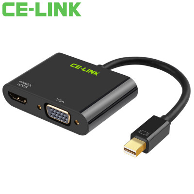 

CE-LINK Mini DP to VGA / HDMI / DVI 3-in-1 Converter 4K Mini Mini DisplayPort Adapter Macbook Lightning Interface Black A1513