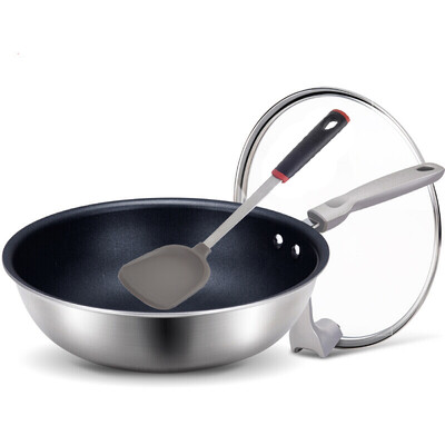 

Sanhe Sanho wok 30CM non-stick pan no fume stainless steel wok gas gas cooker general pot can be covered Tai Chi poly warm steel series SC30A1