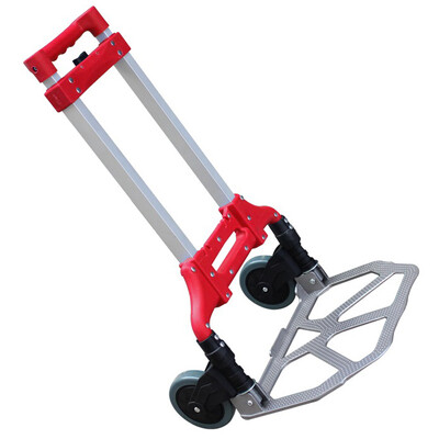 

Easy Tour folding aluminum alloy small cart self-driving equipment two-wheeled shopping grocery shopping luggage trolley portable trolley car bearing about 75KG red