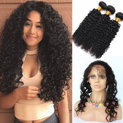 

7A 360 Lace Frontal With Bundle Peruvian Water Wave Virgin Hair With Closure Curly Weave Human Hair 360 frontal With 3 Bundles