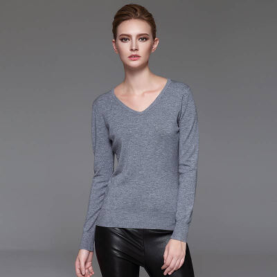 

Rebecca Marc Rebecca Slim thin warm W-neck blouse sweater sweater 45460D gray M