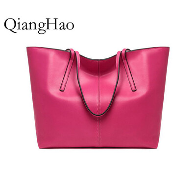 

QiangHao Women Shoulder Bags 2017 Fashion Women Handbags Oil Wax Leather Large Capacity Tote Bag Casual Pu Leather Messenger bag