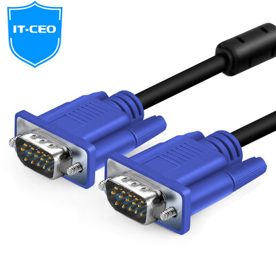 

ИТ генеральный директор V08V2 HD кабель VGA TV PC 3 + 6 медные линии кабельной линии Проектор Дисплей видеосигнала двойное кольцо штырь / штырь 2,5 м Черный
