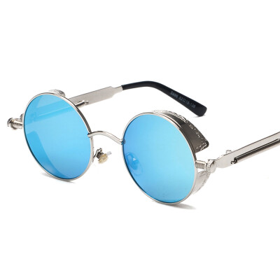 

Peekaboo retro round sunglasses steampunk metal frame with spring leg vintage round sun glasses male female mirror uv400 lens