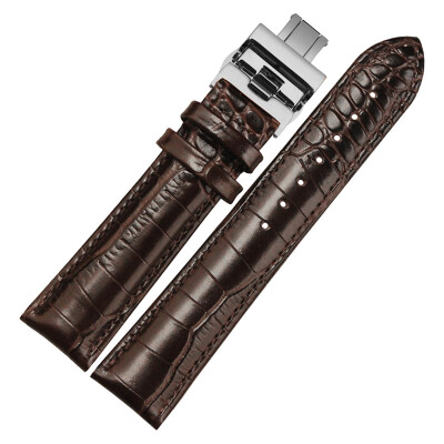 

NP01 20mm Watchband Women And Men With Silver Butterfly Buckle Calfskin Watchstrap black/brown/dark brown