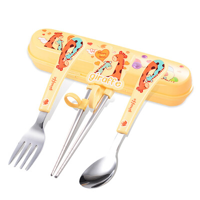 

Sakura Enssu children&39s stainless steel food supplement tableware combination baby tableware training learning chopsticks practice spoon baby learn spoon ES3110