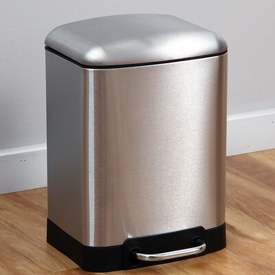 

Ou Runzhe trash cans 6 liters square drums slow down quiet pedal household cleaning tube