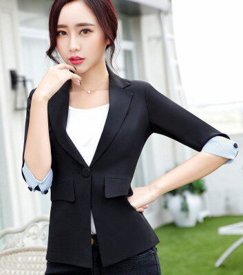 

To 4XL Candy Color Women' Blazer Half Sleeve With Turnback Cuff Patchwork Female Suit Jackets Button Pockets Blazers Womens