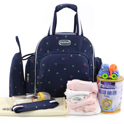 

aardman Mummy bag multi-functional large capacity shoulders mother mother to be produced mother and baby poultry pregnant women out of the backpack HY-1308 dark blue flowers