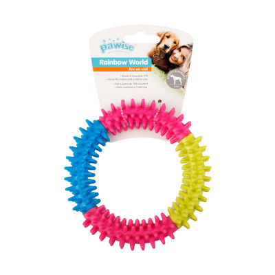 

Pawise Pet Dog Toys Bite Bones Bones Puppies Toys Can Apply Toothpaste Teeth Toys Rainbow Ring