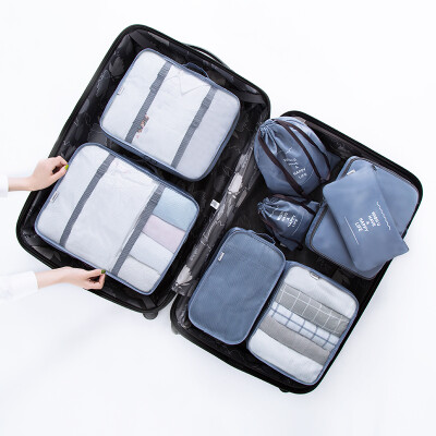 

Fatihi travel pouch set luxury gift box eight sets of luggage storage bag sorting bags travel luggage clothing clothes storage gray