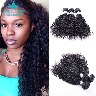 

Grade 10A Peruvian Kinky Curly Hair 4 Bundles100% Human Hair Can Be dyed Permed & Bleached Remy Natural Black Hair Weave Bundles F