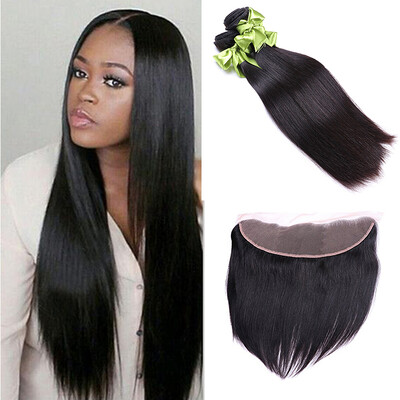 

Brazilian Straight Hair Full Frontal Lace Closure 134 Brazilian Virgin Hair Ear To Ear Lace Frontal Closure With Bundles Weave