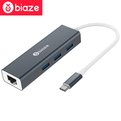 

BIAZE Type-C к USB HUB разветвитель концентратор USB-C конвертер свою очередь, Apple, MacBook Pro аксессуары для ноутбуков ZH19- серый металлик гигабитные порты Ethernet