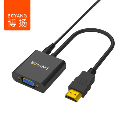 

Bo Yang (BOYANG) BY-03Z0108 Переходный кабель HDMI-VGA для адаптера аналогового сигнала преобразования HD с аудио интерфейсом черный