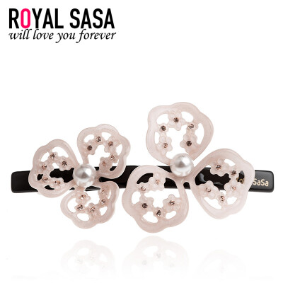 

Royal Sasa (Royalsasa) headdress hair accessories horizontal folder spring clip tray top clip ponytail hollow flower acrylic crystal pink